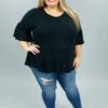 49 SSS-A {Forever Fling} Black Waffle Knit Bell Sleeve Top PLUS SIZE XL 2X 3X -Curvy Chic Boutique image 9ea3a38e 40b1 425a 816a 8db0e85ec2de