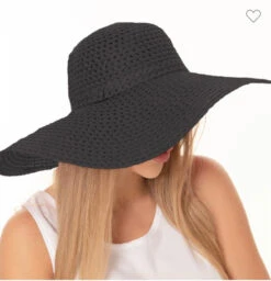 HATS {Picnic Please} Black Wide Brim Floppy Straw Hat