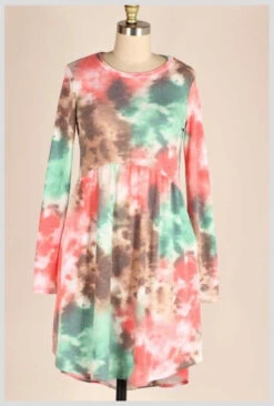 PLS-V {Stay Humble} Pink, Aqua, Brown Tie Dye Babydoll Dress SALE!!! PLUS SIZE 1X 2X 3X -Curvy Chic Boutique image a0f7dcd6 0a85 412b a348 90504919223d