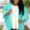 21 OT-R {Peaceful And Pretty} Mint/White Embroidery Kimono PLUS SIZE XL 2X 3X -Curvy Chic Boutique image a1096d2b ff78 4a2c 89be 0d54afa2e317