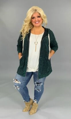 OT-P {Worth The Wait} Forest Green ***FLASH SALE***Mineral Wash Hoodie Jacket SALE!!