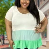 63 CP-K {Call Me Babe} Mint SALE!! Tiered V-Neck Top PLUS SIZE 1X 2X 3X
