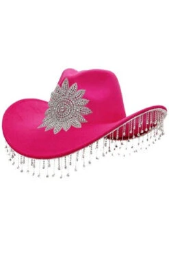 HATS {Pretty In Pink} Hot Pink Hat W/Sequins And Fringe