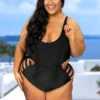 SWIM-G {Beach Cutie} Black One Piece Cutout Swimsuit SALE!!! PLUS SIZE 1X 2X 3X -Curvy Chic Boutique image a31d499b eed2 4b4a ba95 e255e9824bad