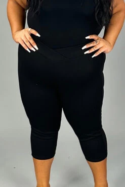 LEG-47 {Always On It} Black Capri Leggings PLUS SIZE 1X 2X 3X