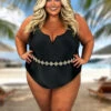 SWIM-X {Hidden Islands} Black/Gold One Piece Swimsuit EXTENDED PLUS SIZE 4X -Curvy Chic Boutique image a4bf9ec5 7df0 4228 8e03 3ac6a54d5c22