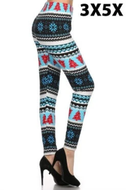 LEG-98 {Blue Christmas} Blue Christmas Tree Print Leggings EXTENDED PLUS SIZE 3X/5X -Curvy Chic Boutique image a5ae5a01 8ce6 43c4 b422 6dba8d05279c