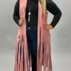 82 OT-C {Essence Of Style} Rose Vest W/Fringe PLUS SIZE 1X 2X 3X