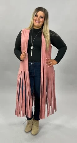 82 OT-C {Essence Of Style} Rose Vest W/Fringe PLUS SIZE 1X 2X 3X