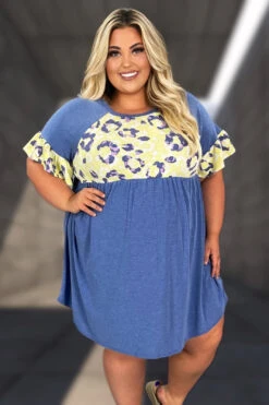 41 CP-E {Let The Games Begin} Blue Leopard Dress PLUS SIZE 1X 2X 3X