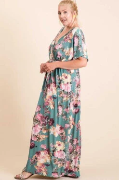 LD-R {In This Together} SALE! Jade Floral V-Neck Belted Maxi Dress PLUS SIZE XL 2X 3X -Curvy Chic Boutique image ac53a38c 5499 4b8c b902 50cdf65f78b7