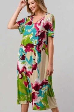 75 PSS-A {Last Wish} SALE! Lime/Fuchsia Swirl Print Slit Slv PLUS SIZES 1X 2X 3X -Curvy Chic Boutique image ad625c38 ec13 4a47 9fab b1ff64371b27