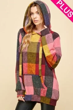 56 HD-D {Get On Board} Red/Pink Plaid Hoodie PLUS SIZE 1X 2X 3X -Curvy Chic Boutique image b0161def 3ca4 4c50 adfd 1d8d9ea57f80