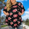 27 PSS-G {Floral Memories} Black Floral Short Sleeve Top EXTENDED PLUS SIZE 3X 4X 5X -Curvy Chic Boutique image b1b04771 a4ce 48f2 a85a cebb13fcf576