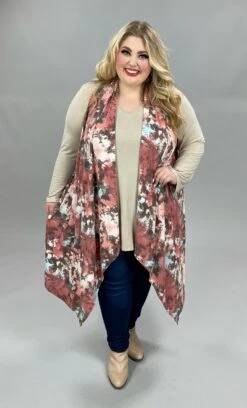 35 OR 56 OT-C {Cheerful Days} Mauve Tie Dye Vest PLUS SIZE 1X 2X 3X