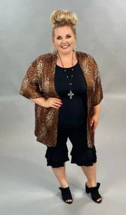 71 OT-D {Full Of Confidence} Tan Leopard Print Kimono Plus Size 1X 2X 3X -Curvy Chic Boutique image b61215dd 529f 4249 8f68 f4ab586177d2