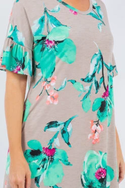 LD-V {Radiate Love} SALE! Taupe/Mint Floral Maxi Dress PLUS SIZE 1X 2X 3X -Curvy Chic Boutique image b6edb8c0 8d77 4abb 9af0 895d27313ced