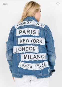 14 OT-A {Global Fashion} Denim Jacket With Graphic Detail PLUS SIZE 1X 2X 3X SALE!!!!