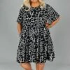 95 PSS-A {Cooling Trend} Black Giraffe Print Tiered Dress PLUS SIZE 1X 2X 3X SALE!!! -Curvy Chic Boutique image b7e355ee f294 4874 b1b3 04dabf736c36
