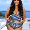 SWIM-H {Just Add Water} Multi-Color Stripe One Piece Swimsuit EXTENDED PLUS SIZE 3X 4X 5X -Curvy Chic Boutique image bcd1a622 1418 4a7f 8fcc 35c7fc31400a