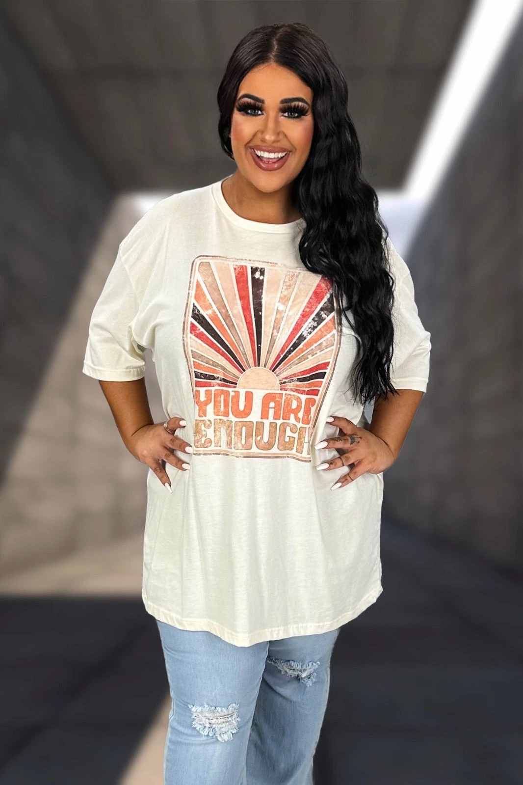91 GT-B {You Are Enough Sunrise} Cream Graphic Tee PLUS SIZE 3X