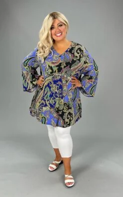 65 PQ {Give Me A Hand} Royal Blue Paisley V-Neck Tunic EXTENDED PLUS SIZE 3X 4X 5X -Curvy Chic Boutique image bed78641 339d 4576 bf24 75021e577b30