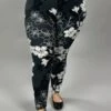 LEG-12 {Beg For It} Charcoal Gray Floral Leggings EXTENDED PLUS SIZE 3X/5X