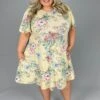 89 PSS-B {Summer Adventures} Yellow Floral Dress PLUS SIZE 1X, 2X, 3X