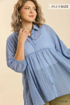 39 SQ-E {Bring On The Fun} Umgee Dusty Blue Swiss Dot Tunic PLUS SIZE XL 1X 2X -Curvy Chic Boutique image c10cb0c8 92b0 4f8f a6d6 4c71de8f1e2e
