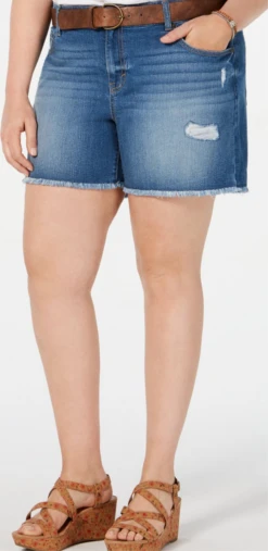 BT-R M-109 {Style & Co} Distressed Denim Shorts W/Belt SALE!!! PLUS SIZE 20W 24W