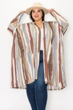 53 OT-C {Wake Up Call} Olive Striped Hooded Cardigan EXTENDED PLUS SIZE 3X 4X 5X -Curvy Chic Boutique image c2af7182 e8b1 491f 8332 2ff8469c2d2b
