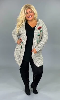 OT-G {A Warm Welcome} Stone Cardigan With Flower -Curvy Chic Boutique image c40ceadd 2013 4528 bf14 5833eef6f341