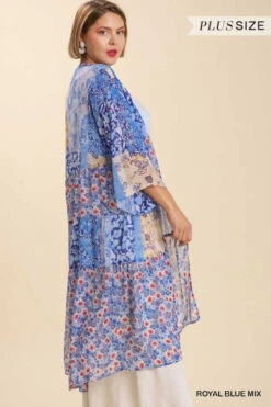 LD-V {Delicate Delivery} Umgee Royal Blue Print Duster PLUS SIZE XL 1X 2X -Curvy Chic Boutique image c5143c37 3035 4015 bc9a 670fb481d912
