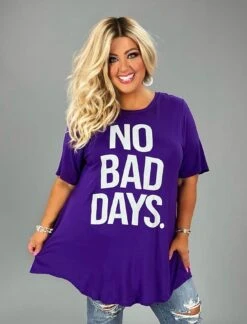 99 Or 98 GT-Y {No Bad Days} Purple Graphic Tee CURVY BRAND!!! EXTENDED PLUS SIZE XL 2X 3X 4X 5X 6X