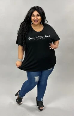 19 OR 18 GT-A {Give It To God} SALE!! Black V-Neck Graphic Tee PLUS SIZE 1X 2X 3X -Curvy Chic Boutique image c82fc769 21d3 453e 99b1 4c52cdf074e9