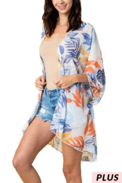 OT-M {Palm Beach} Sheer Blue/Orange/ Yellow Cardigan PLUS SIZE 1X 2X 3X -Curvy Chic Boutique image cbf6e75f 6a2a 4c61 afc3 970f0b8c33b8