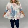 90 PLS-C {Candy Clouds} Pink/Blue Tie***FLASH SALE*** Dye Top EXTENDED PLUS SIZE 3X 4X 5X