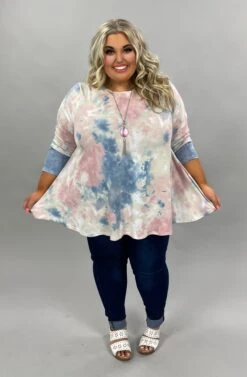 90 PLS-C {Candy Clouds} Pink/Blue Tie***FLASH SALE*** Dye Top EXTENDED PLUS SIZE 3X 4X 5X
