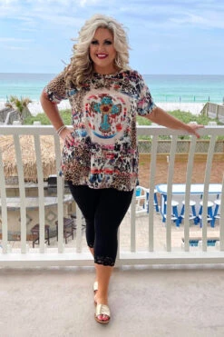 29 GT-H {Keep The Faith} Multi-Color Cross Graphic Tee PLUS SIZE 3X