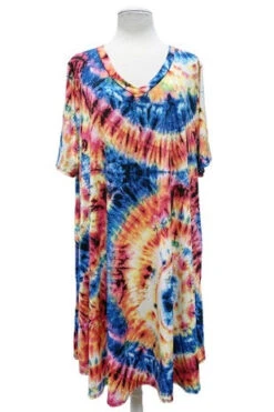 89 PSS-X {My Best View} Multi-Color Tie Dye V-Neck Dress EXTENDED PLUS SIZE 3X 4X 5X -Curvy Chic Boutique image ce316501 b8ca 4106 8aca c8bd40d11428
