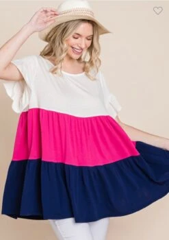 83 CP-C {Share The Joy} Fuchsia/Navy Contrast Dress PLUS 1X 2X 3X -Curvy Chic Boutique image ce55e9c4 5cf1 4dee a75b 9f30a8096879