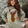 36 GT-P {Deer Head} Heather Grey Reindeer Top SALE!! PLUS SIZE XL 2X 3X -Curvy Chic Boutique image cfeb06bf 37a7 494e 936f 016a5a565a1a
