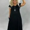 LD-R {Everyday Stunner} Black Long Dress Floral Sleeves PLUS SIZE 1X 2X 3X -Curvy Chic Boutique image d02f6cce 22fa 488d b752 ec082c986c1e