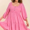 46 SQ-A {Into Bliss} Umgee Pink Smocked Dress PLUS SIZE XL 1X 2X -Curvy Chic Boutique image d27e02f9 6a8b 4170 b991 798733068598