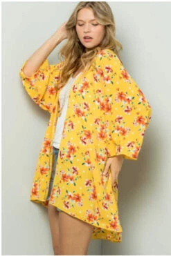 65 OT-F {Flowers In Sunshine} Yellow Floral Printed Cardigan PLUS SIZE -Curvy Chic Boutique image dc284e9c 1b82 4025 b239 3217f6077b72