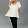 47 SSS-C {Say You Love Me} Ivory V-Neck Babydoll Top PLUS SIZE XL 2X 3X -Curvy Chic Boutique image dc3d8d47 6cd6 4495 9581 59ebf72ba8bf