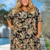 53 PSS-Z {Small Changes} Black Paisley Print V-Neck Dress EXTENDED PLUS SIZE 3X 4X 5X -Curvy Chic Boutique image dc54ec2c 72ed 45f0 892e b85f0cf02f0f