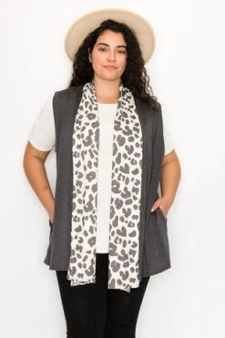 30 OT-R {Right Beside You} Charcoal Vest W/Animal Print Tie CURVY BRAND!!! EXTENDED PLUS SIZE 4X 5X 6X -Curvy Chic Boutique image e049cd74 18e2 4951 8557 492e75bc2ede