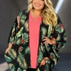 24 OT-C {The Palm Effect} Black Palm Leaf Print Kimono EXTENDED PLUS SIZE 3X 4X 5X -Curvy Chic Boutique image e0cc895b bf04 48bd 9661 0d999bfc0f20