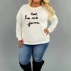 GT-L {That Is The Life I Love} Ivory Sweatshirt Black Stitching SALE!!!